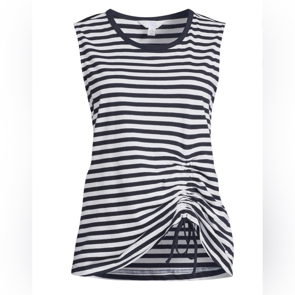 TIME & TRU Womens Tank Top Size Small 4-6 Striped Ruched Front New - Picture 1 of 7